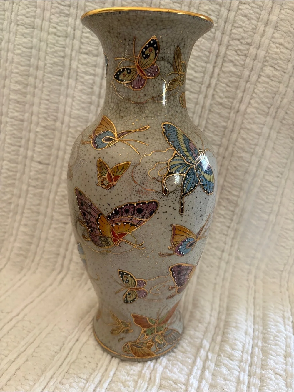 Antique Elegant Butterfly Ceramic Vase in Multicolor